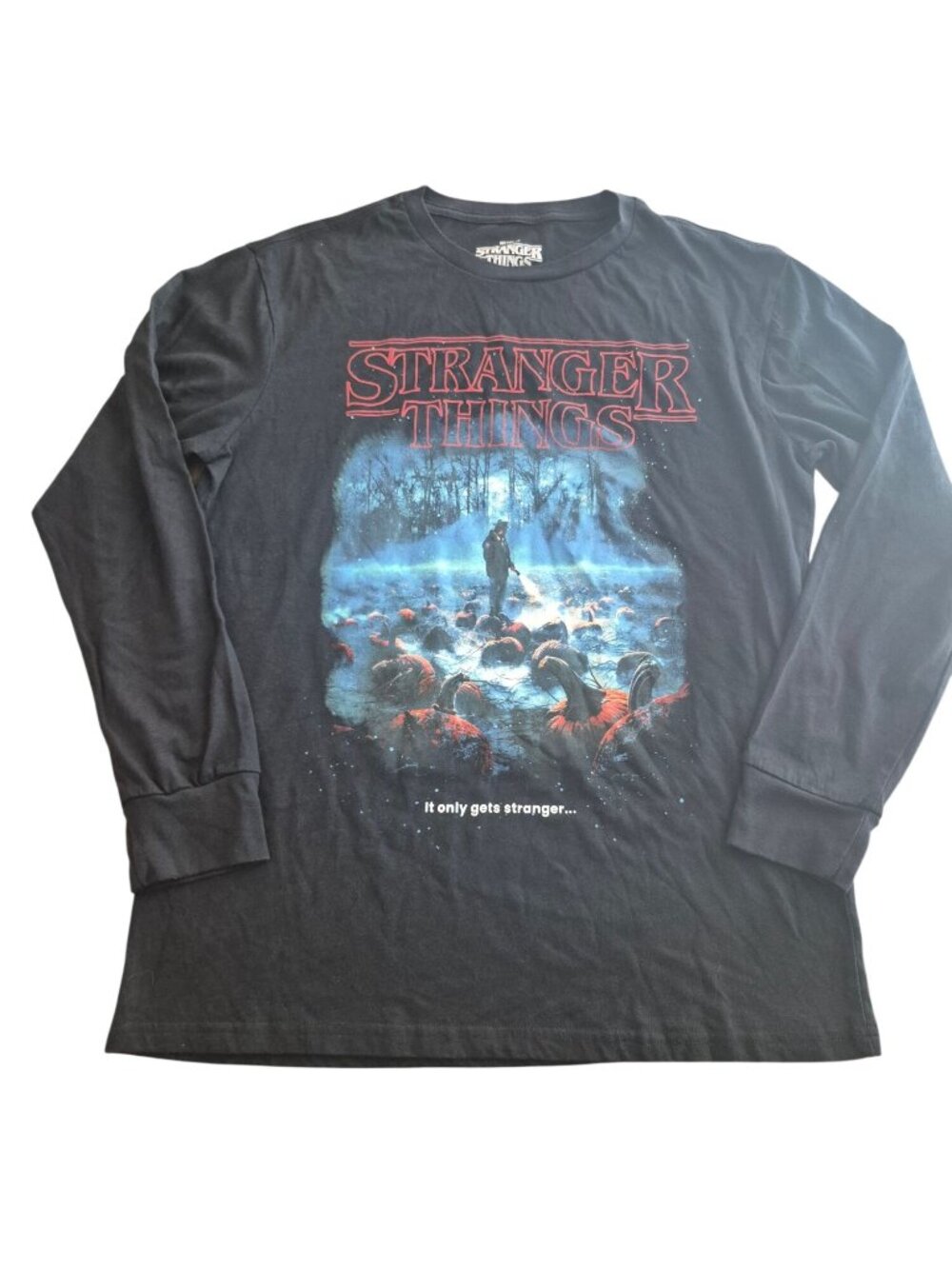 Stranger Things Netflix Long Sleeve Black Graphic Tee size M